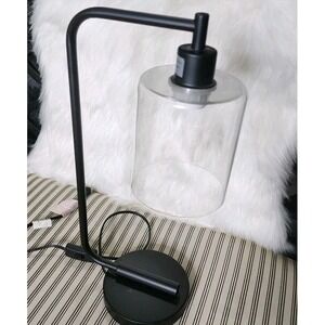 Modern Black Table Lamp w/ Clear Glass Shade – Industrial Style, Intertek Listed